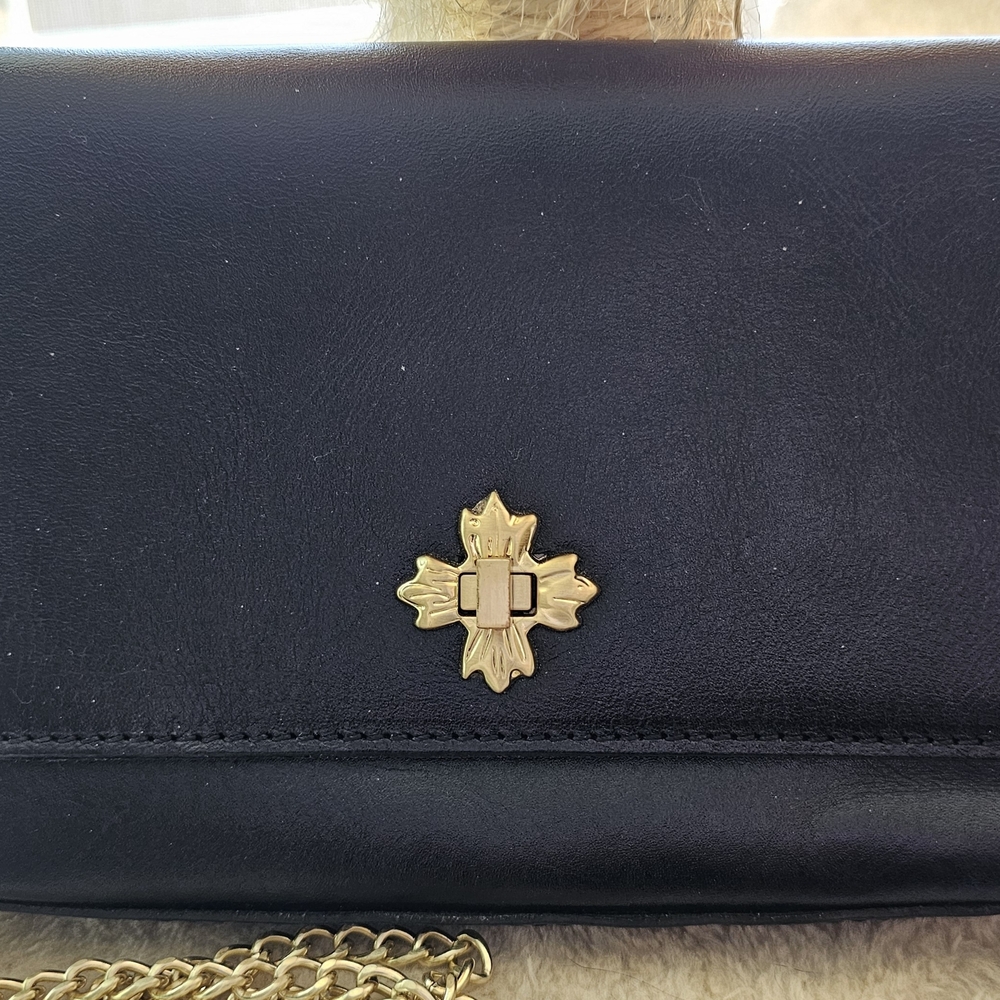 Patricia Nash Black Crossbody Bag with Gold Chain